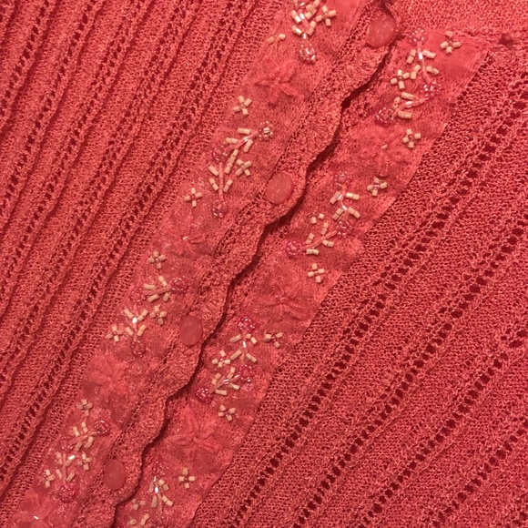 🎁✈️😊Darling, Hot Pink, Beaded Accent, Cardigan, by Elana Carello, NWT - Picture 4 of 11